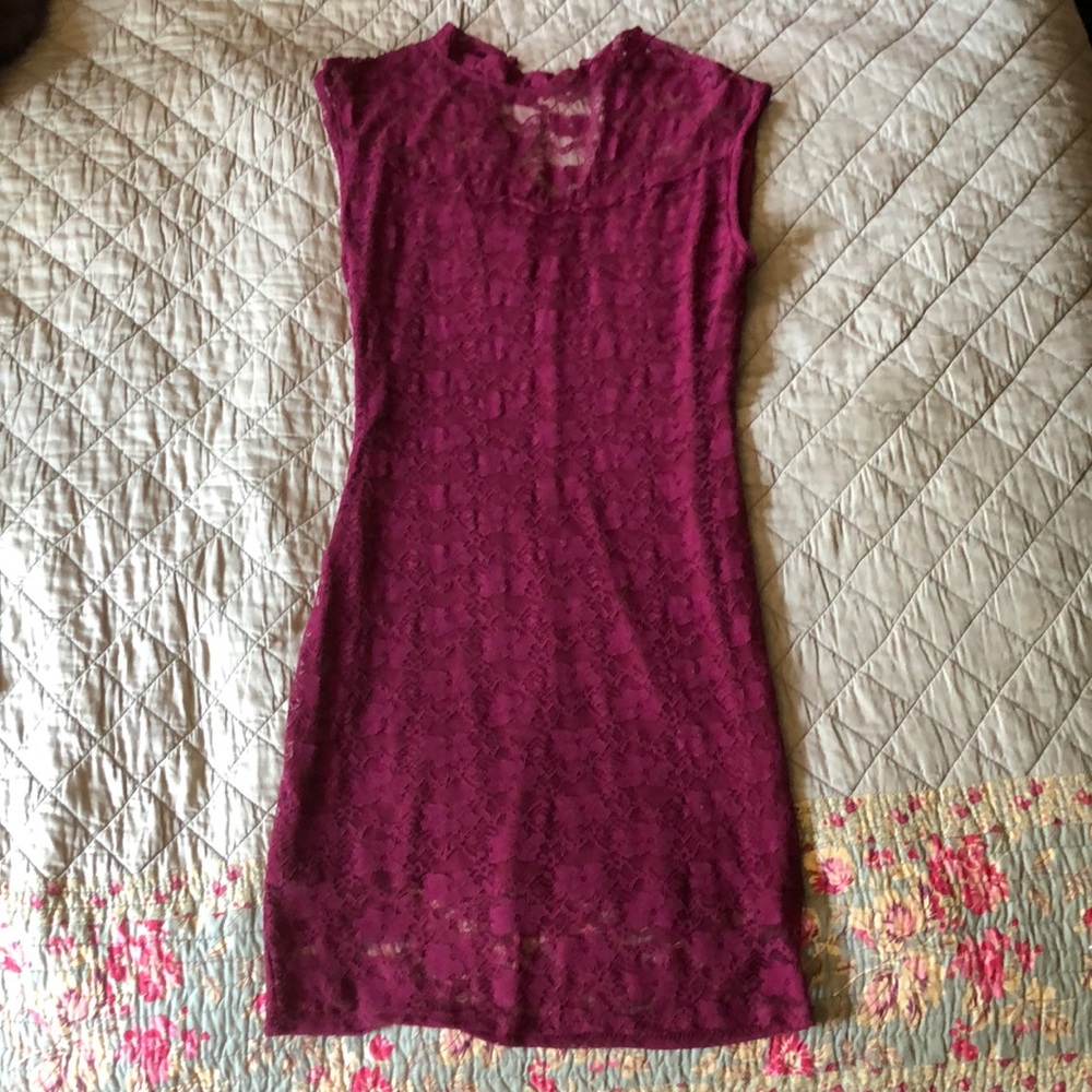 Charlotte Russe burgundy lace dress juniors large